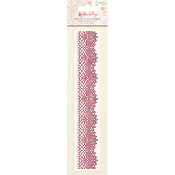 Crafter's Companion Sara Davies Signature Rustic Cottage Embossing Folder 8X1.25 - Delicate Lace Border