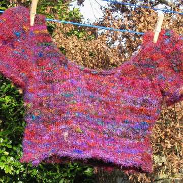 Recycled sari silk short sleeved crop top jumper