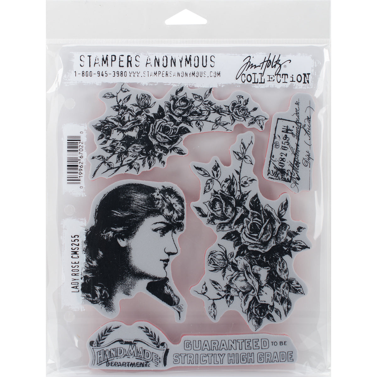Stampers Anonymous Tim Holtz Cling Stamps 7"X8.5" - Lady Rose