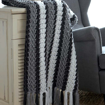 Arrowhead Striped Afghan in Caron United - Downloadable PDF