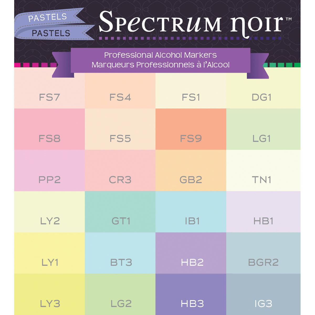 Crafter's Companion Spectrum Noir Alcohol Markers 24/Pkg - Pastels