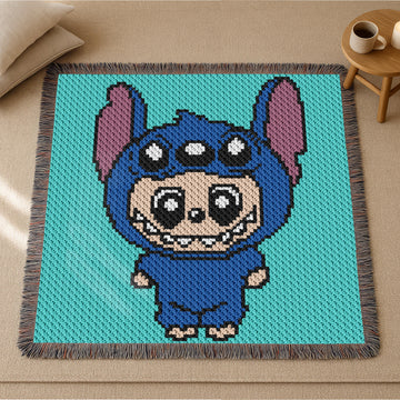 Stitch Labubu Blanket Monster Throw Blue Pink Cartoon Toddler C2C CROCHET PATTERN