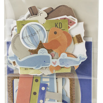 American Crafts Little Adventurer Ephemera Cardstock Die-Cuts 40/Pkg - Boy W/Rose Gold Glitter Accents