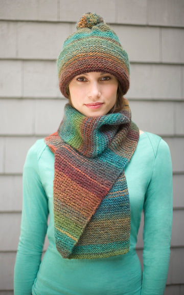 Striking Hat and Scarf in Lion Brand Amazing - 90306AD