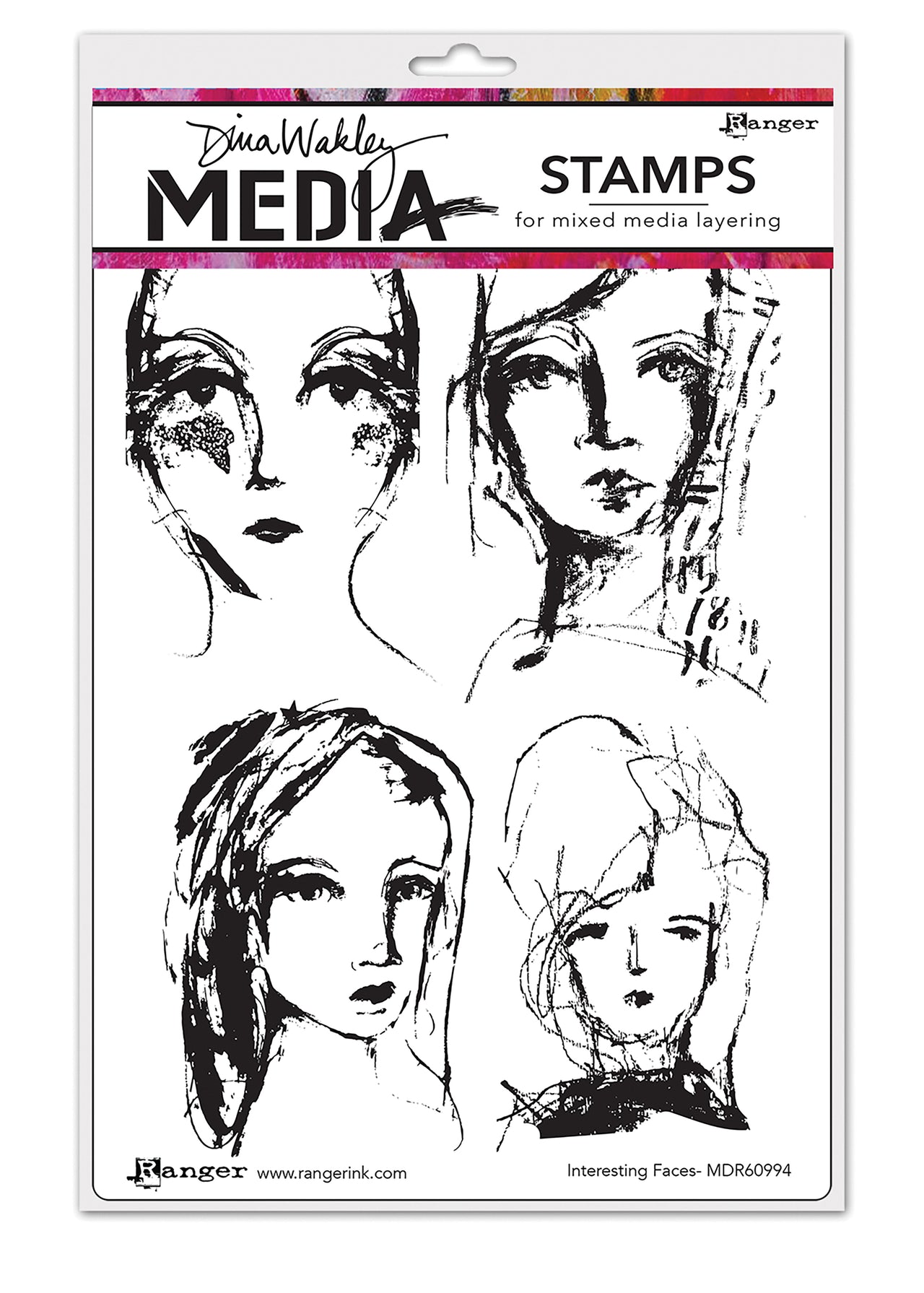 Ranger Dina Wakley Media Cling Stamps 6"X9" - Interesting Faces
