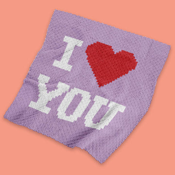 Valentine's Day C2C I LOVE YOU Pink Throw Intarsia Crochet Pattern