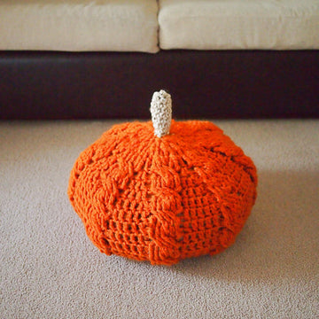 Cabled texture pumpkin pouf
