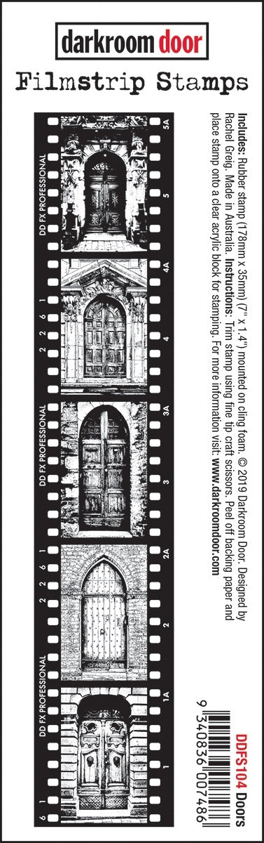 Darkroom Door Filmstrip Cling Stamp 1.4"X7" - Doors