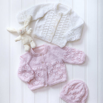 Jacket, Angel Top, Cardigan and a Hat in King Cole Baby Glitz DK - P6104 - Leaflet
