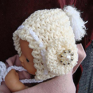 594 KNITTING pattern, hood, bonnet, and flower