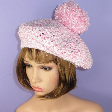 Garter Stitch Cuff Chunky Lace Bobble Tam Hat