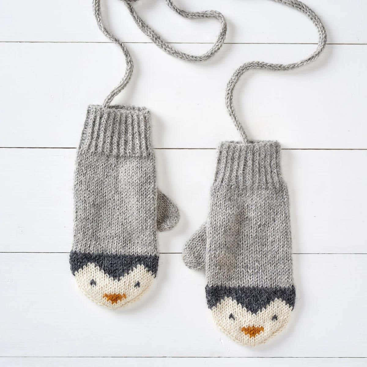 Penguin Mittens Knitting Pattern