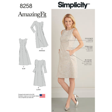 Simplicity Pattern 8258 Women's and Plus Size Amazing Fit Dress 8258 - Sewing Pattern