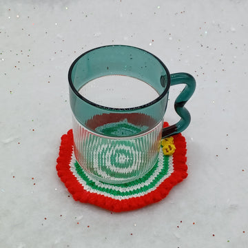 PDF Christmas Knitting Pattern DK Coasters Coffee Tea Gift Set Charity EASY Christmas Tree Elf Stocking Hot Chocolate Feliz Navidad Modern