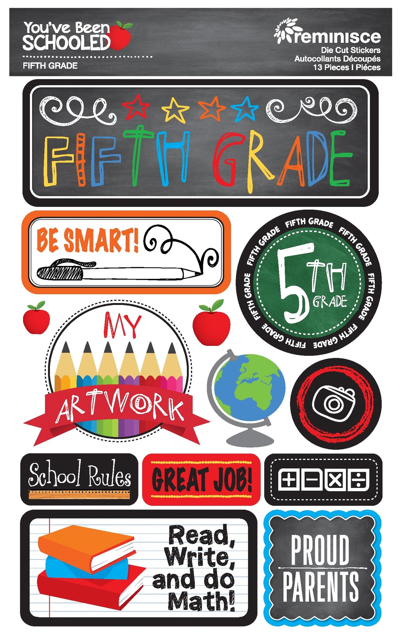 Reminisce You've Been Schooled 3D Dimensional Stickers - 5th Grade