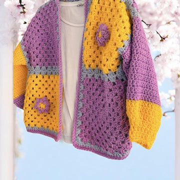 Puff Flower Crochet Cardi