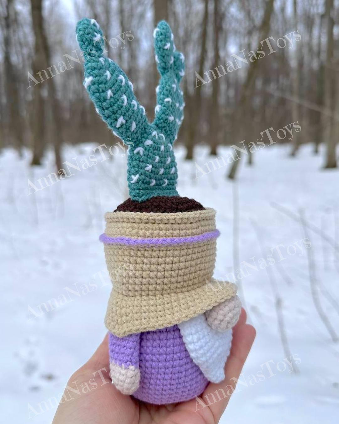 Gnome-Opuntia cactus in a pot