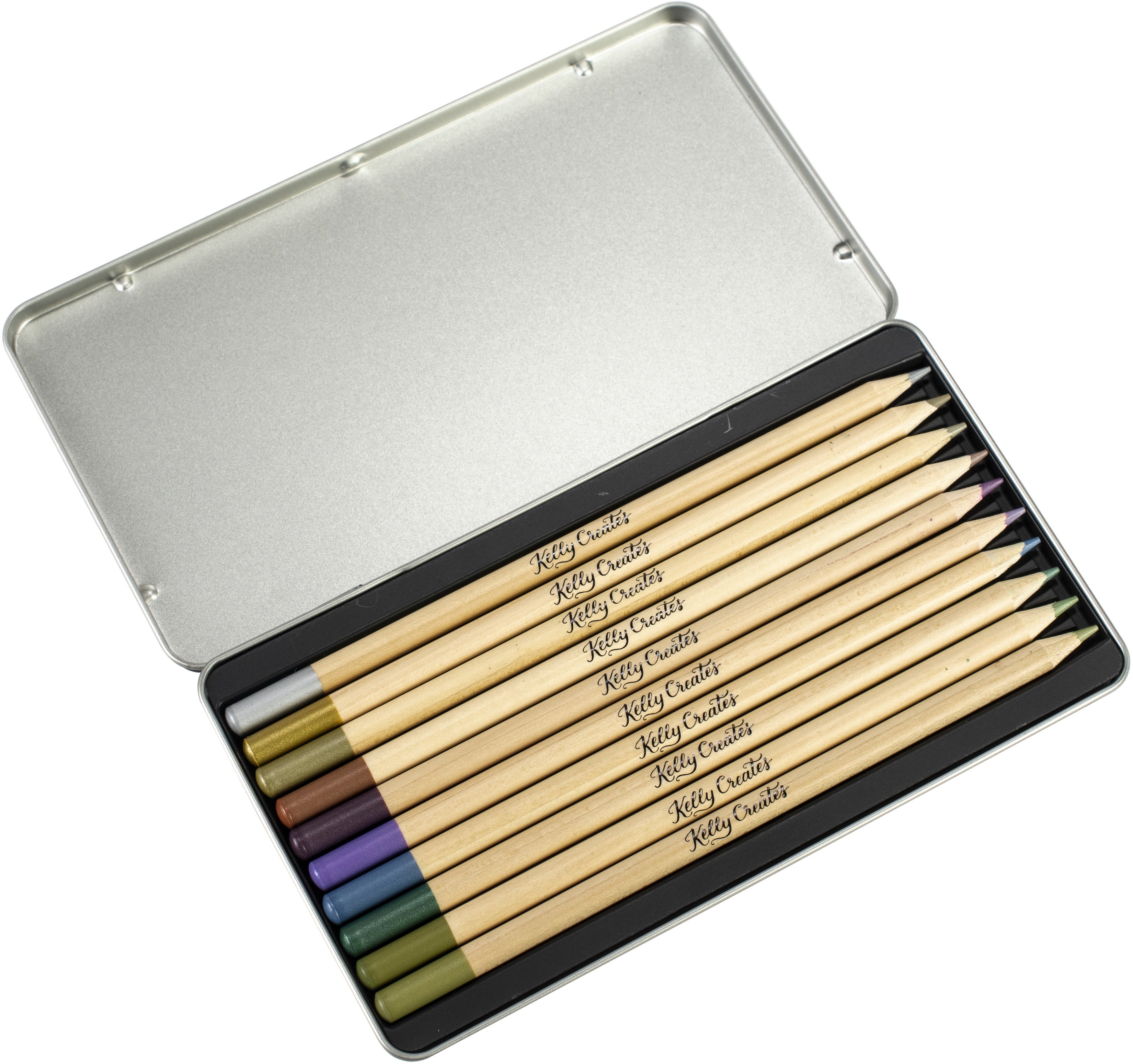 American Crafts Kelly Creates Starlight Metallic Pencils 10/Pkg - Assorted W/Storage Tin