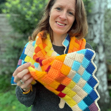 Tunisian Entrelac Temperature Shawl