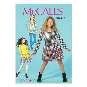McCall's Children's/Girls' Tops, Dress, Skirt and Leggings M7274 - Sewing Pattern