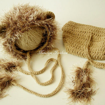 Lion Baby Bonnet and Diaper Cover