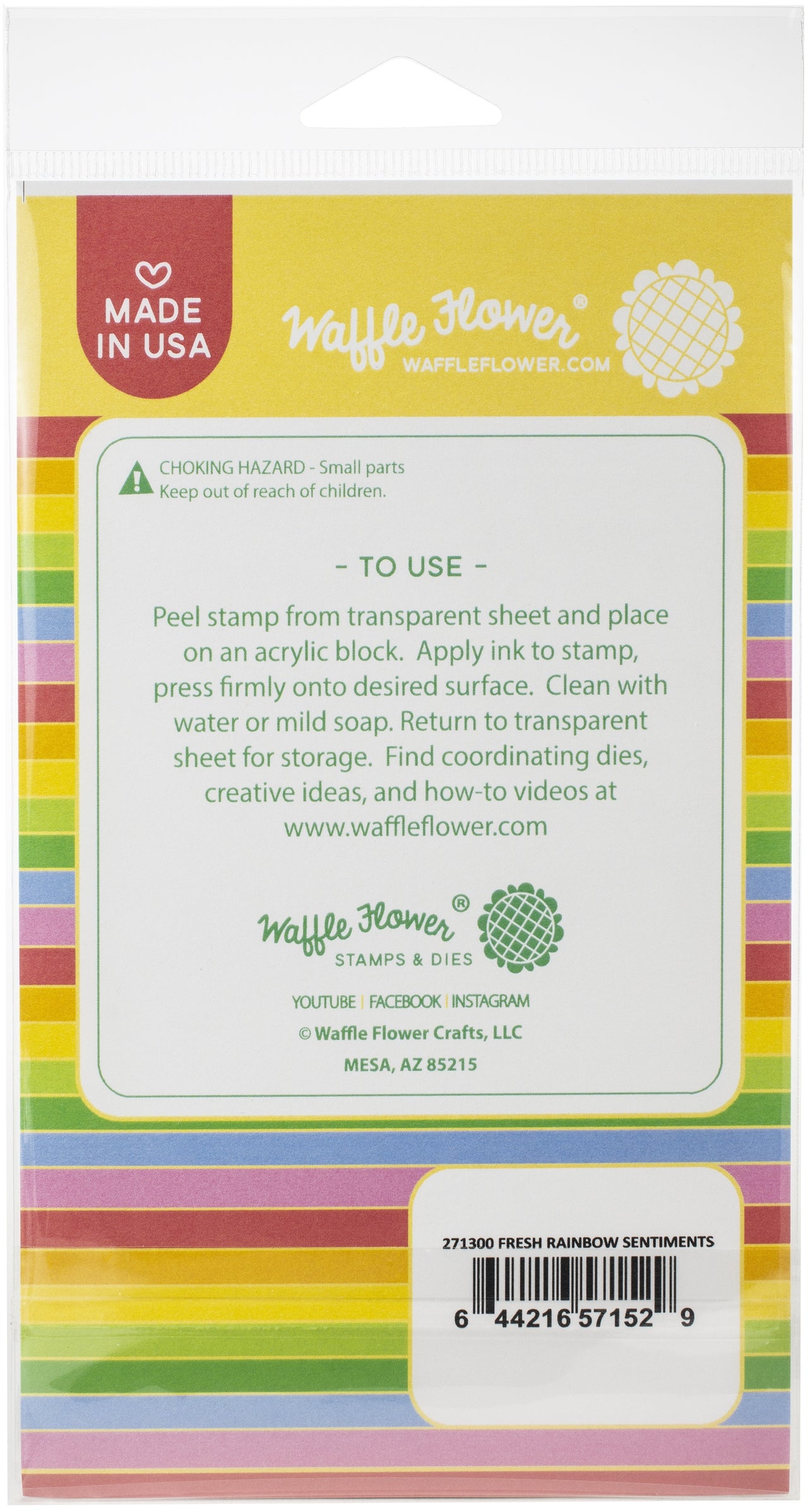Waffle Flower Crafts Clear Stamps 4"X6" - Fresh Rainbow Sentiments
