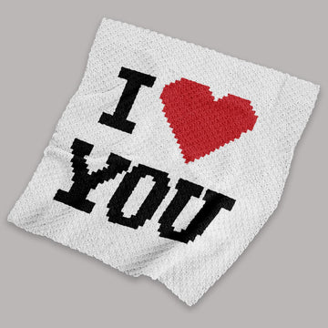 C2C Crochet Pattern I LOVE YOU White Throw Intarsia Red Heart Graphgan