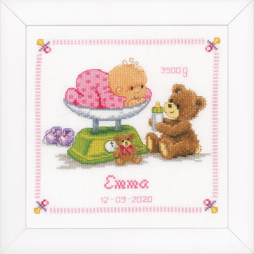 Vervaco Baby & Bear Cross Stitch Kit - 22cm x 22cm