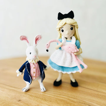 Crochet doll pattern, amigurumi doll with clothes, crochet bunny, amigurumi bunny, Alice and White rabbit