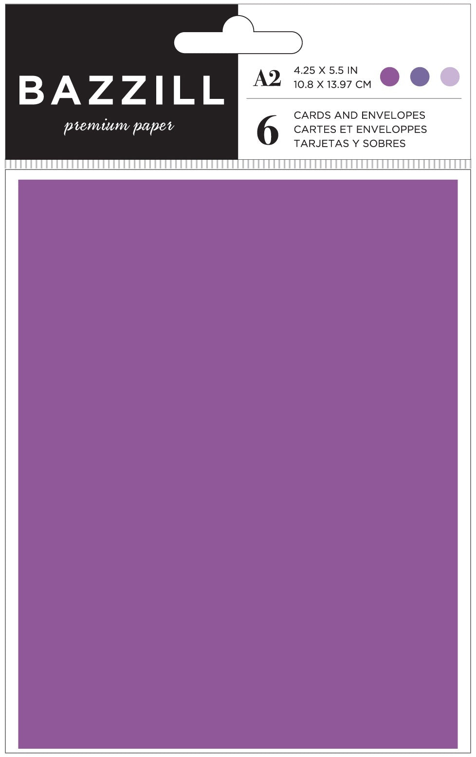 Bazzill Cards W/Envelopes 4.25"X5.5" 6/Pkg - Purples