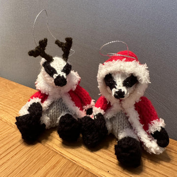 Badger Wearing Santa Outfit with Reindeer Antlers Ferrero Rocher/Lindor Chocolate cover, Hanging Ornament