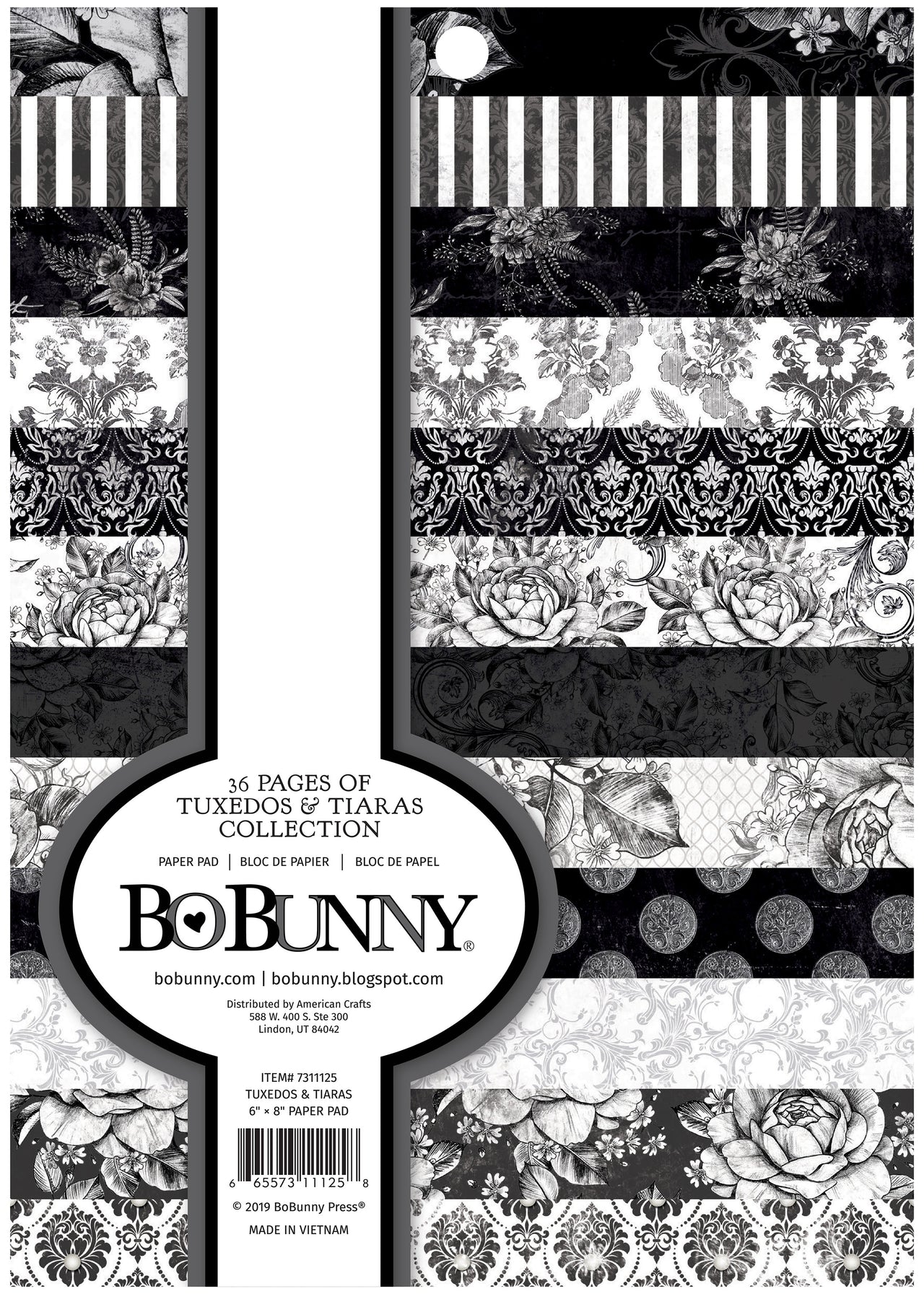 American Crafts BoBunny Single-Sided Paper Pad 6"X8" 36/Pkg - Tuxedos & Tiaras, 12 Designs/3 Each