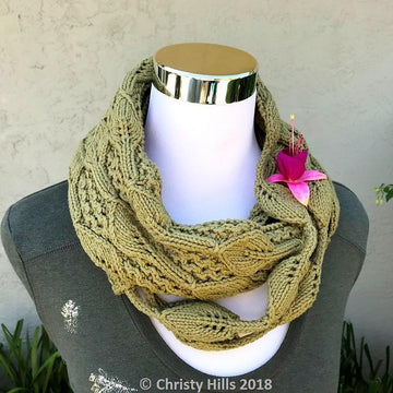 Leaves Strings Infinity Scarf (Leaf/Cotton/Infinity Scarf/Cowl Knitting Pattern)