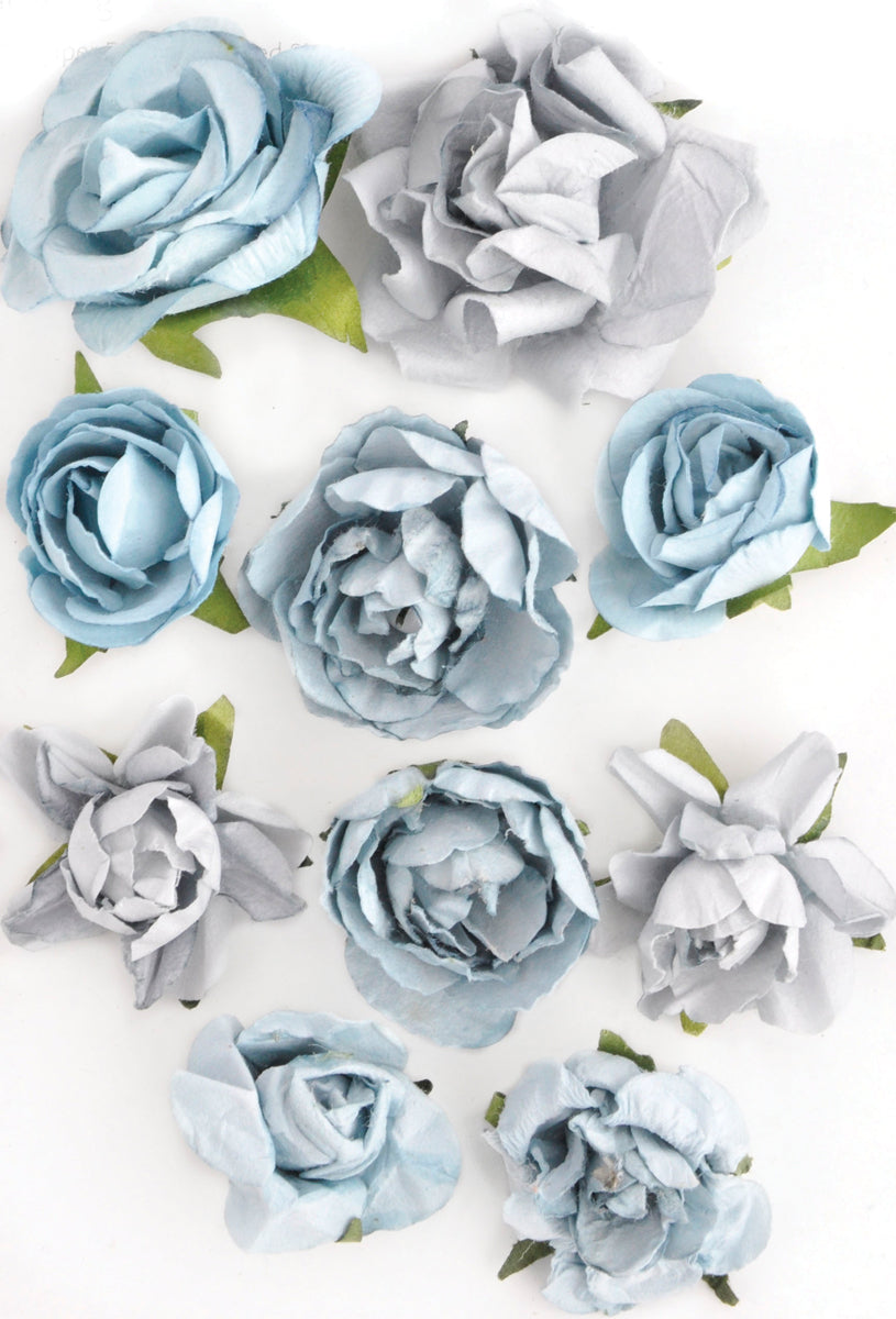 Kaisercraft Paper Blooms 10/Pkg - Iceberg, 1" - 1.5"