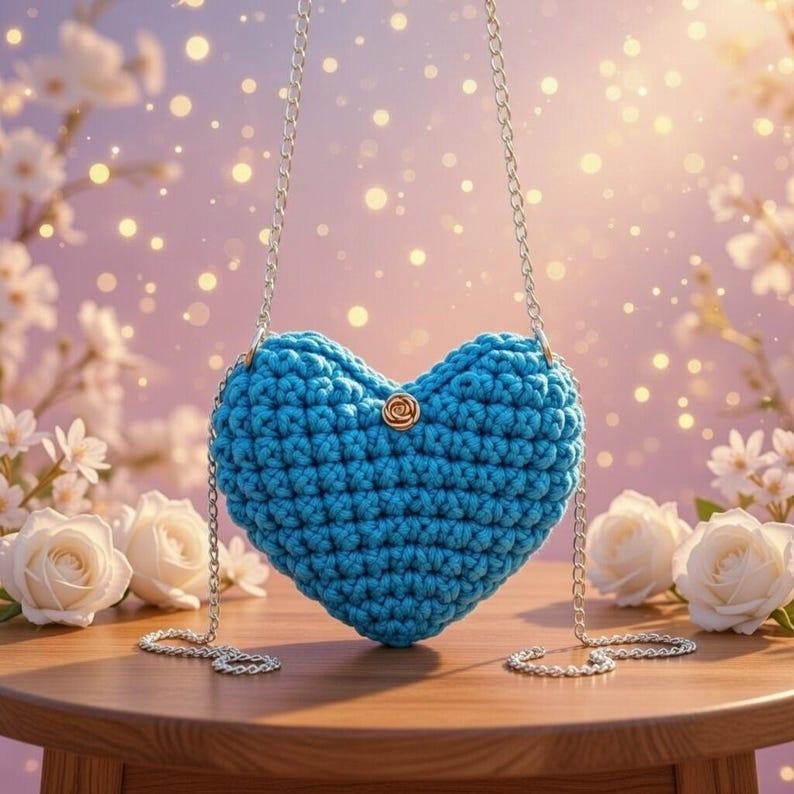 Crochet Heart Bag Pattern – Macrame Purse PDF + Video Tutorial