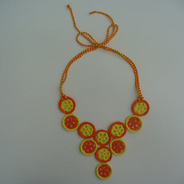 Round Flower Motifs Crochet Necklace