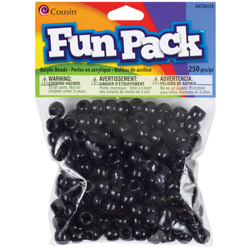 Cousin Fun Pack Acrylic Pony Beads 250/Pkg - Black