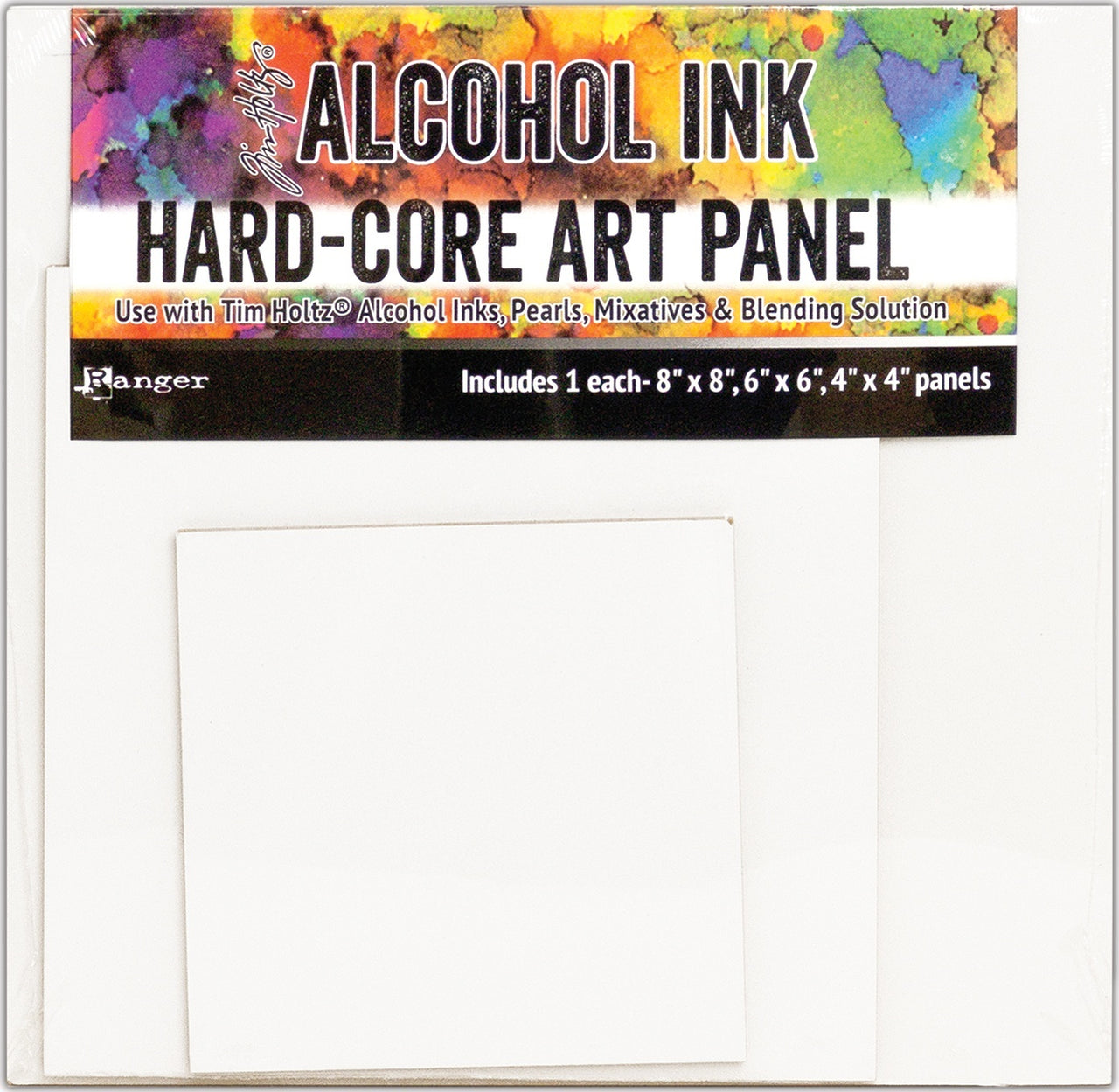 Ranger Tim Holtz Alcohol Ink Hard Core Art Panel 3/Pkg - Square 4"X4", 6"X6", 8"X8", 1 Each