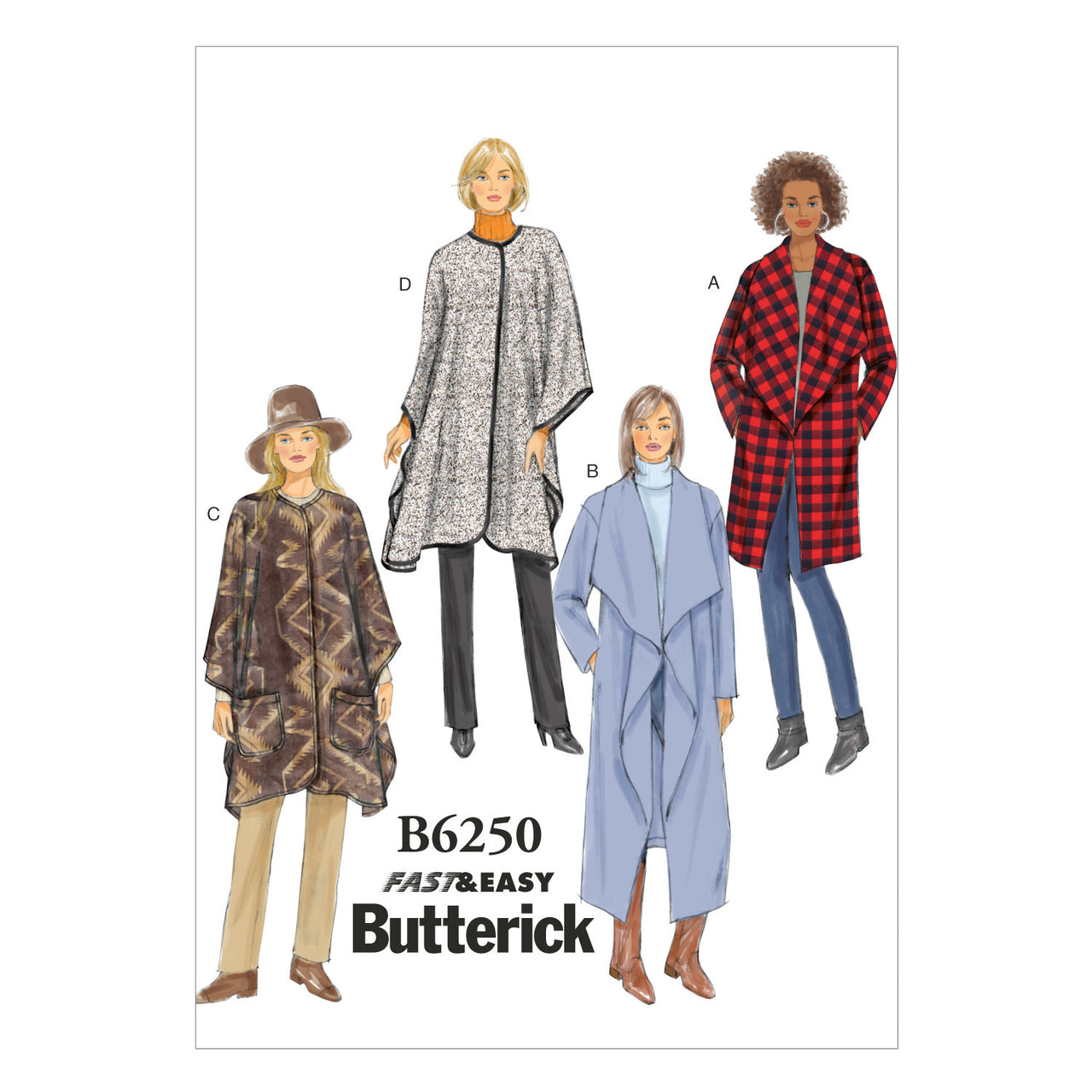 Butterick Misses' Jacket, Coat and Wrap B6250 - Sewing Pattern