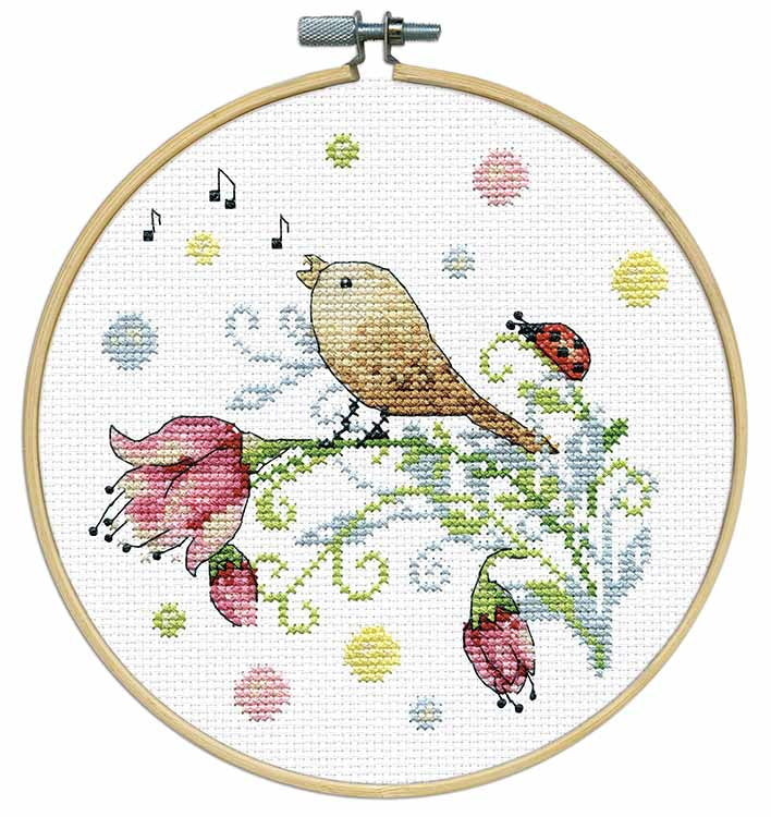 Design Works Bird LoveCrafts Exclusive Cross Stitch Kit - 20cm x 20cm