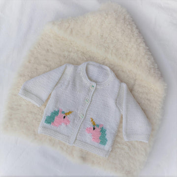 Baby Unicorn Cardigan and Hat