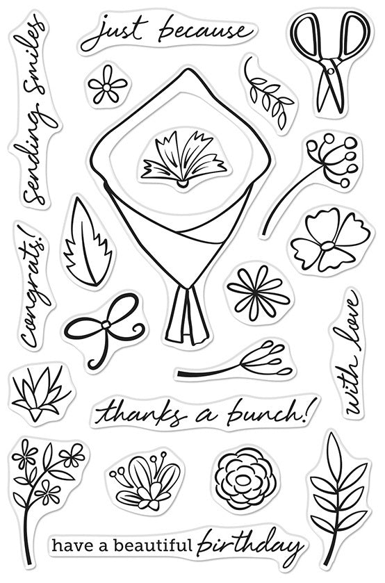 Hero Arts Clear Stamps 4"X6" - Flower Bouquet Pieces