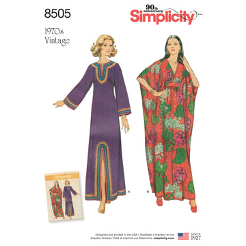 Simplicity Misses' Vintage Caftans 8505 - Paper Pattern, Size A (S-M-L)