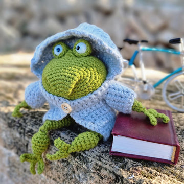 Frog amigurumi keychain bag charm with jacket crochet pattern P19