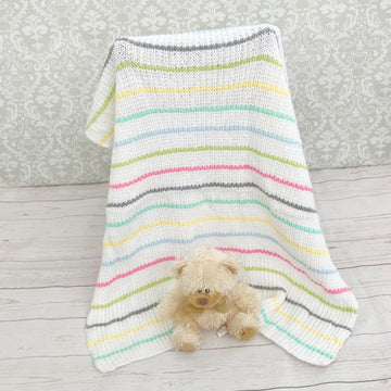 525- Rainbow Stripe Blanket Knitting Pattern -525