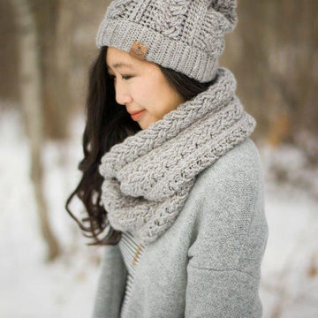 Braided Cabled Cowl & Slouchy Beanie