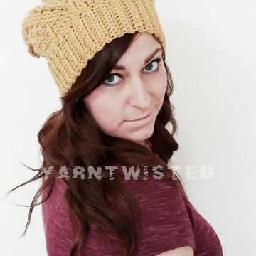 Sunny Spiral cabled slouchy hat