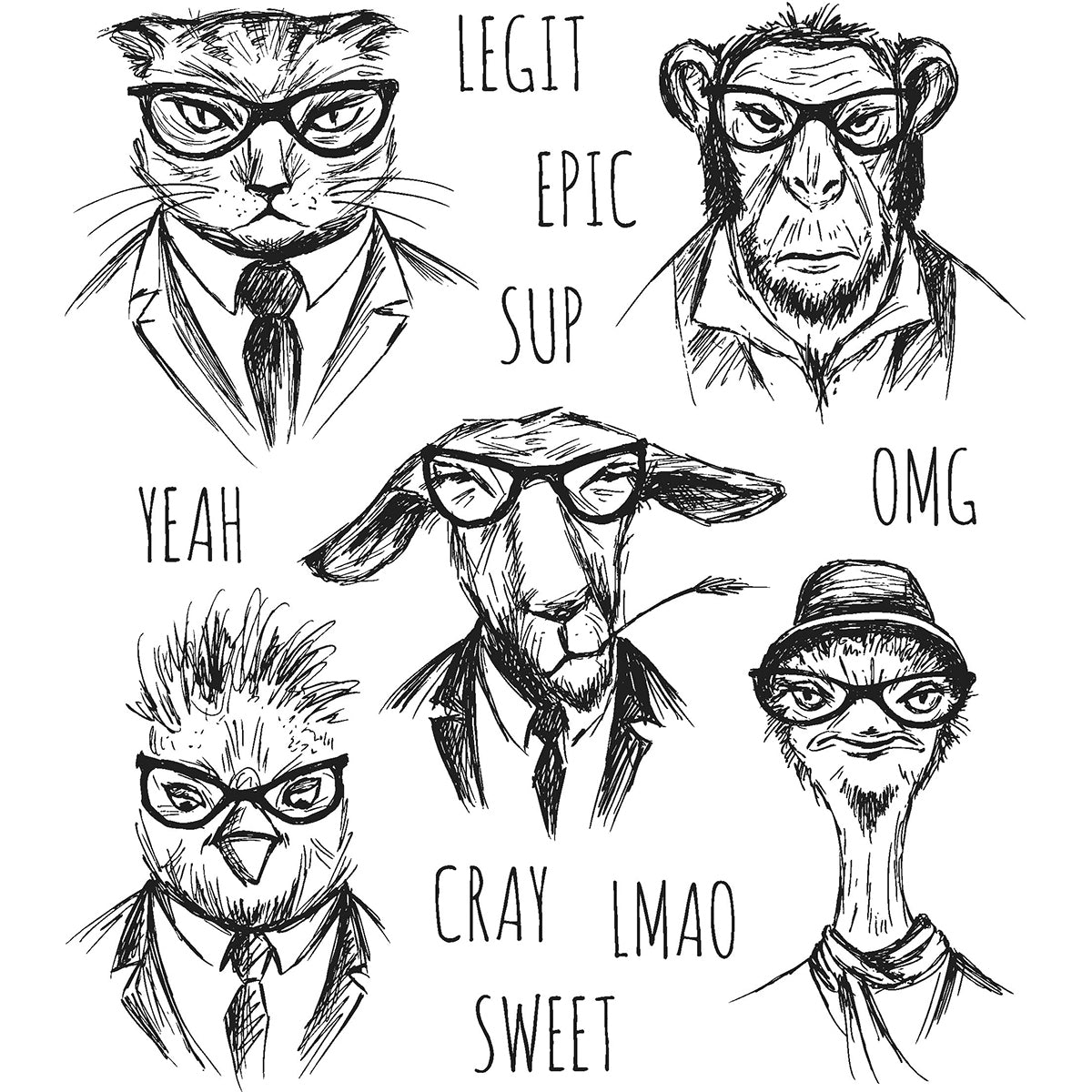 Stampers Anonymous Tim Holtz Cling Stamps 7"X8.5" - Hipster