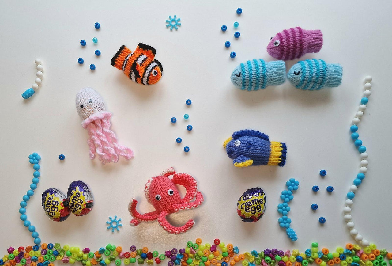 Sea Life Creme Egg Cosies (Octopus, Jelly Fish, Clown Fish - Nemo)