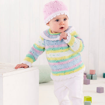 Top, Hoodie, Hat & Blanket in King Cole Cottonsoft Baby Crush DK  - 5632 - Leaflet